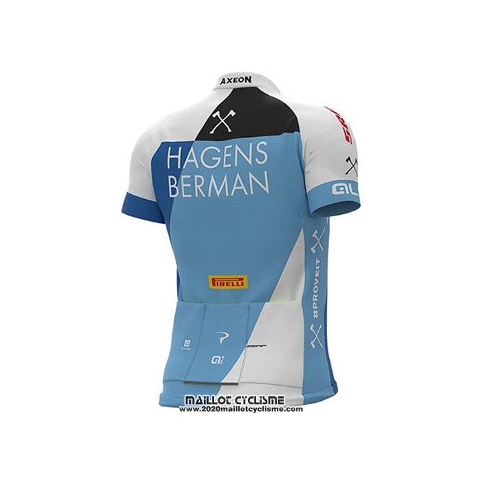 2020 Maillot Ciclismo Hagens Berman Axeon Bleu Blanc Manches Courtes et Cuissard